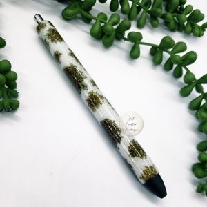 Brown Cowhide Glittered Gel Pen Ready To Ship